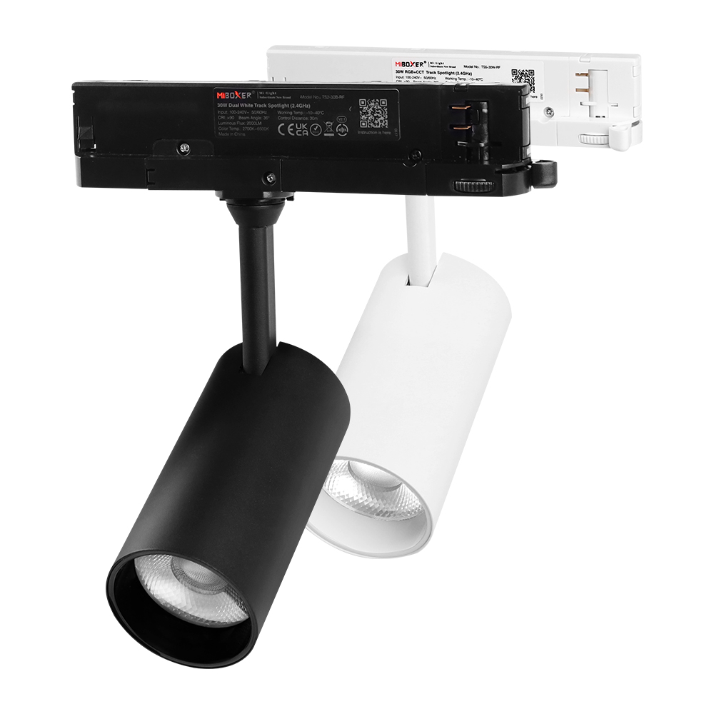 TS5-30B-ZR 30W RGB+CCT LED Track Spotlight - Tuya Zigbee 3.0 + 2.4G - White/Black optional